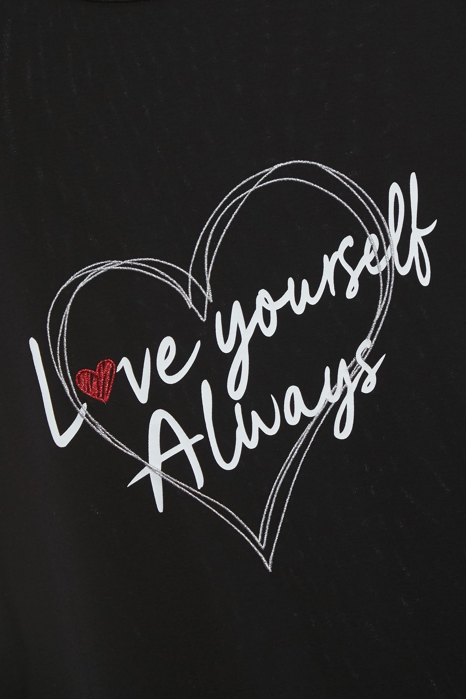 愛自己標語印花寬版上衣Love Yourself Always 印花寬版上衣,上衣,刺繡,春夏穿搭,白色上衣,黑色上衣