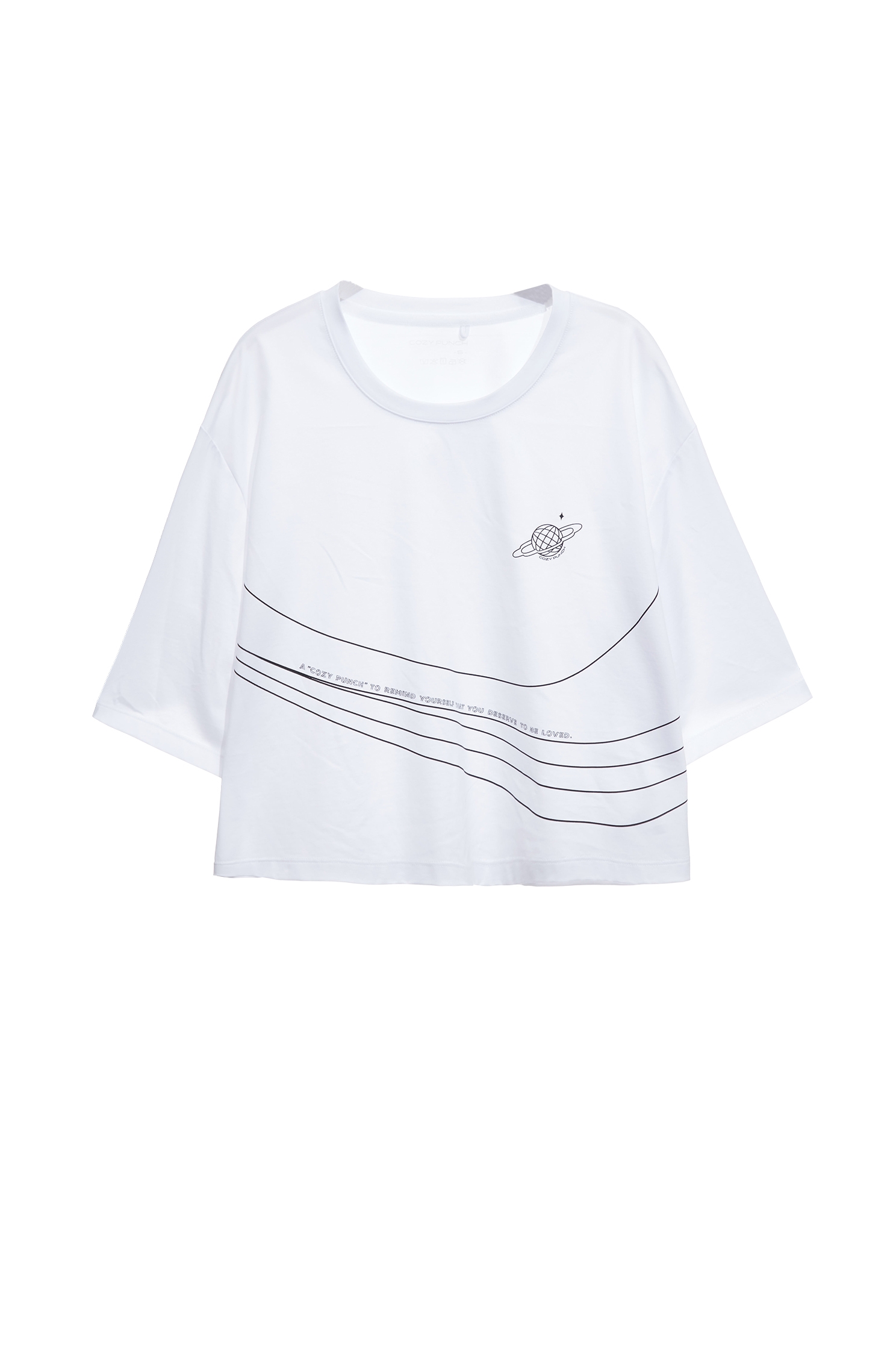 星球軌跡印花短版T恤上衣星球軌跡印花短版T恤上衣,COZY PUNCH,T-Shirt,T恤,上衣,春夏穿搭,純棉