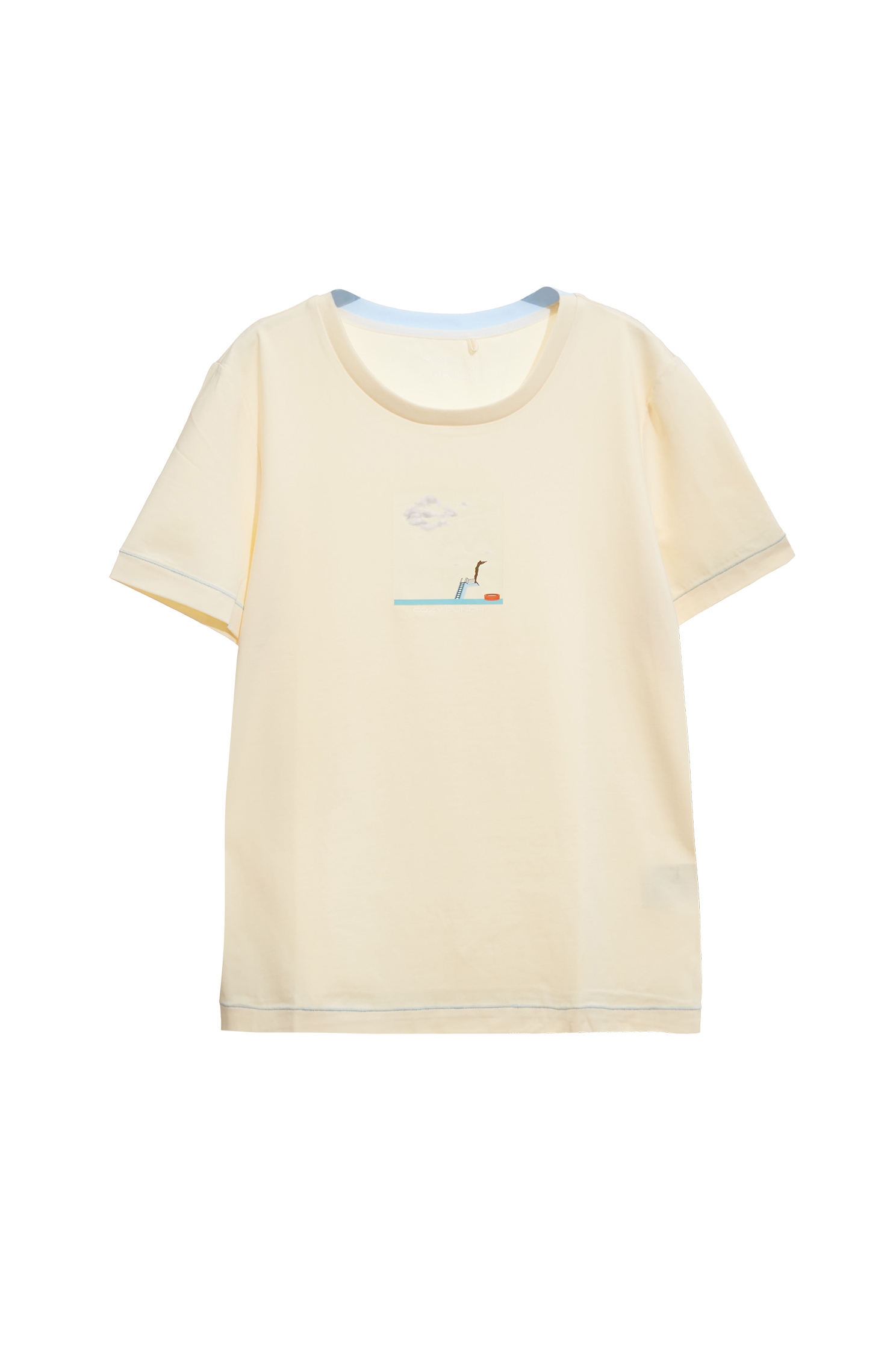 奶油布丁色印花T恤上衣奶油布丁色印花T恤上衣,T-Shirt,T恤,上衣,春夏穿搭