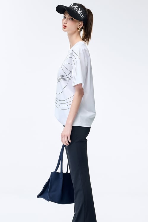 星球軌跡印花T恤上衣,T-Shirt