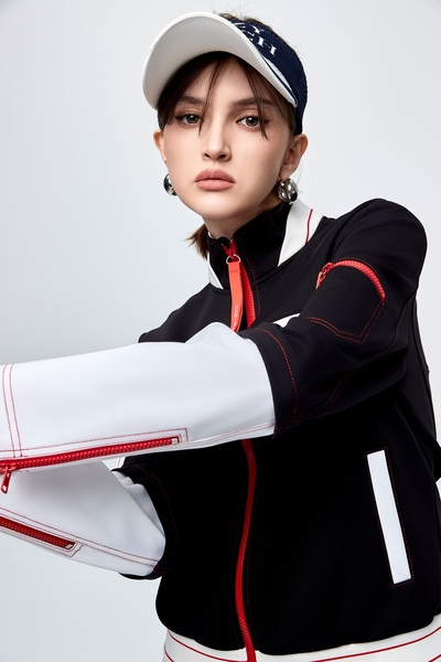 拼色騎士風外套