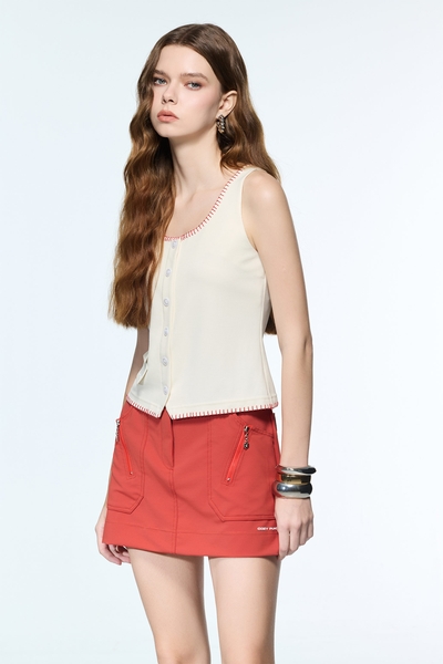 小香風白奎色背心