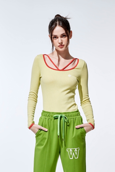 棉質細條紋大圓領上衣